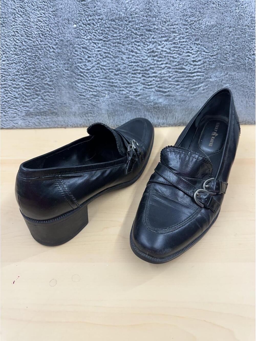 Kelly &‎ Katie Black Platform Heeled Loafer Pumps